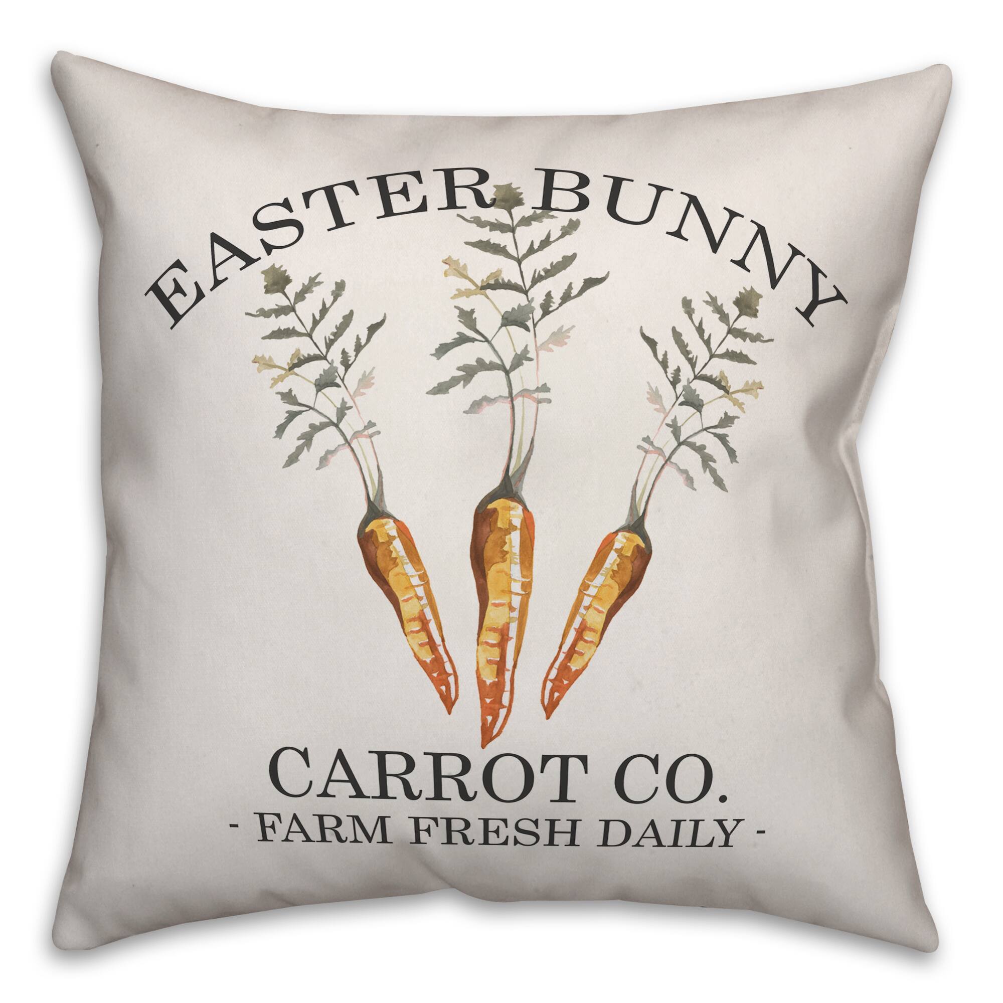Easter Bunny Carrot Co. Throw Pillow